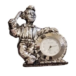 Clown clock silver tone Clown With Bat